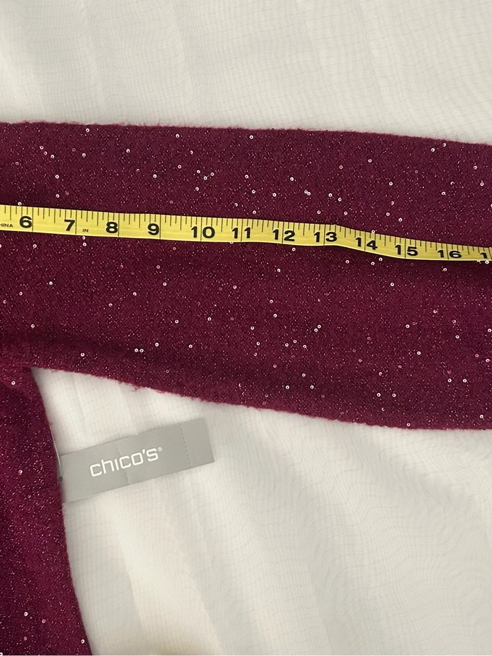 Chico's Sequin-Embellished Burgundy Sweater